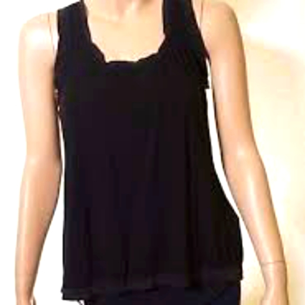 NWOT / GYPSY 05 black silk lined sheer back tank top